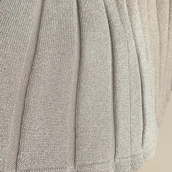 Wilfred  Knit Metallic Silver Pleated Midi Skirt XXS - Picture 2 of 6